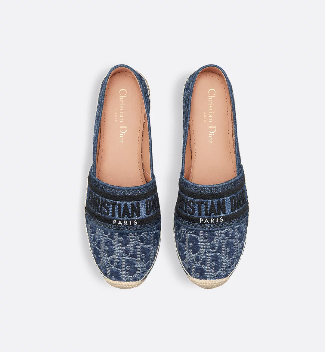 Blue Stonewashed-Effect Cotton Denim Embroidered with Dior Oblique Motif - Image 3